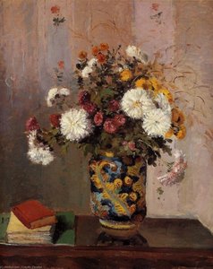 Bouquet Of Flowers - Chrysanthemums In A China Vase — Camille Pissarro