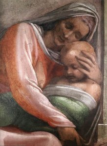 Salmon - Boaz - Obed (detail) — Michelangelo Buonarroti