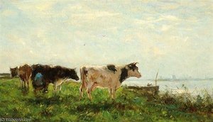 Cows By The Waters' Edge — Willem Maris