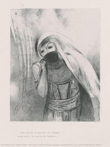 She Draws From Her Bosom A Sponge, Perfectly Black, And Covers It With Kisses (plate 8) — Odilon Redon, Symbolism