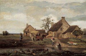 A Farm In The Nievre — Jean-baptiste-camille Corot