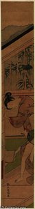 Man Reaching Out To Tug At A Woman's Kimono — Suzuki Harunobu