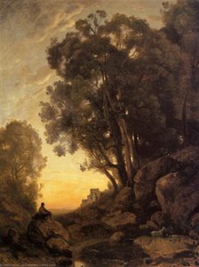 The Italian Goatherd Evening — Jean-baptiste-camille Corot