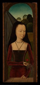 Young Woman With A Pink — Memling, Hans