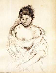 Girl En Face With Nude Shoulders, Seated — Berthe Morisot