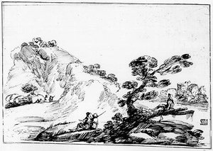 Landscape With Figures And Trees — Guercino