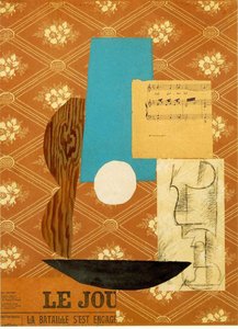 Guitar, Sheet Music And Wine Glass — Pablo Picasso, Synthetic Cubism