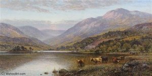 Loch Scene With Cattle Watering — Alfred I Glendening