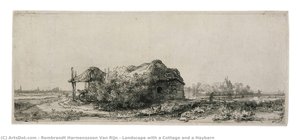 Landscape With A Cottage And A Haybarn — Rembrandt Van Rijn