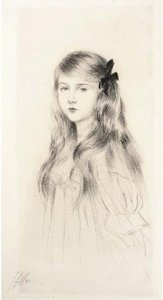 Girl With Long Hair And Ribbon — Paul César Helleu