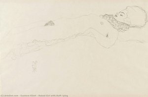Naked Girl With Ruff, Lying — Gustav Klimt