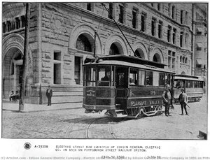 Electric Street Car Equipped By Edison General Electric Company In 1891 On Pittsburgh Street Railway System — Edison General Electric Company, Contemporary Realism