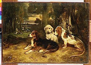 Chiens De Chasse Au Repos — Alexandre Gabriel Decamps, Romantic Realism
