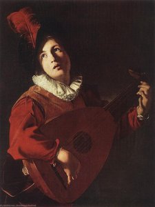Lute Playing Young Man — Bartolomeo Manfredi, Baroque