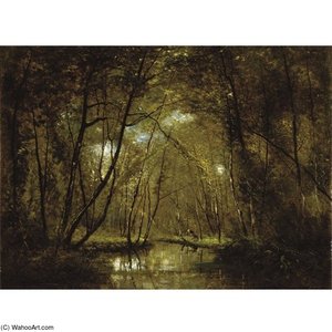 Wooded Riverscape With Figures