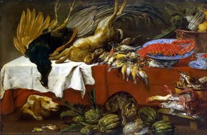 Still-life With Dead Game And Lobster — Paul De Vos, Baroque