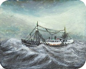 Trawler On Rough Grey Sea — John Thomas Cartmell