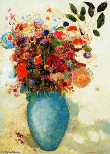 Flowers In A Turquoise Vase — Odilon Redon