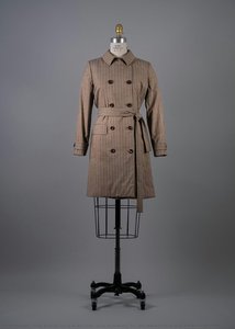 Oscar De La Renta, Tan Wool Blend Pinstriped Double-breasted Jacket — Óscar Arístides De La Renta Fiallo