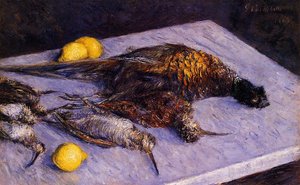 Pheasants And Woodcocks On A Marble Table — Gustave Caillebotte