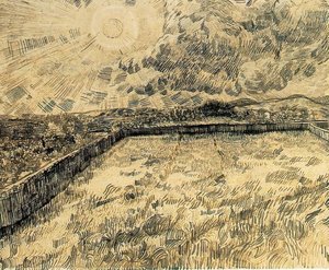 Wheat Field With Sun And Cloud — Vincent Willem Van Gogh