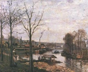 Wash House At Bougival — Camille Pissarro, Impressionistic Landscape