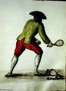 A Man Playing with a Racquet and Balls