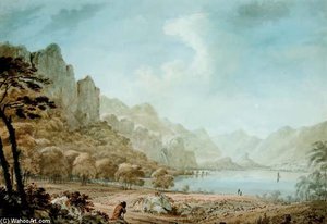 View Of Derwent Water With A Traveller Resting In The Foreground — Hugh William Williams