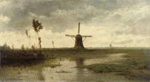 Windmills In A River Landscape — Paul Joseph Constantine Gabriel