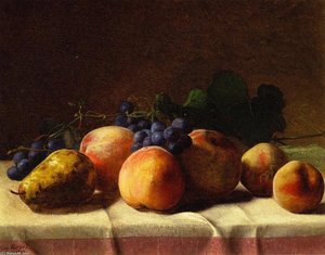 Grapes, Peaches And Pear On A Table — George Hetzel, Academic Realism