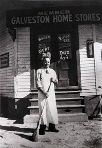 The Mancrini Store, 1627 Ball. Mister Henry Mancrini Circa 1940, From The Corner Stores Of Galveston, Galveston County Cultural Arts Council — Betty Tichich