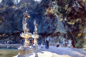 Florence Fountain, Boboli Gardens — John Singer Sargent, Impressionist Watercolor