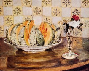 Still Life With A Melon And A Vase Of Flowers — Pierre-auguste Renoir, Impressionist Movement
