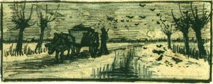 Oxcart In The Snow — Vincent Willem Van Gogh