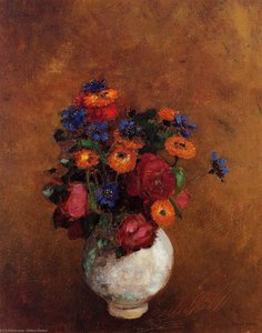 Bouquet Of Flowers In A White Vase — Odilon Redon