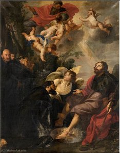 St Augustine of Hippo washes the feet of Christ
