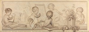 Six Putti With Flowers And Fruit And Attributes Of The Art Of Drawing, Jurriaan Andriessen, 1782 — Jurriaan Hendrik Andriessen, Rococo
