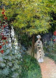 The Garden, Hollyhocks — Claude Monet, Impressionist Painting