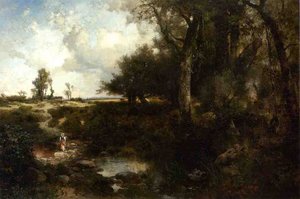Crossing The Brook Near Plainfield, New Jersey — Thomas Moran