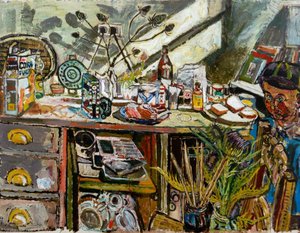 David, In The Kitchen, With Thistle — John Bratby