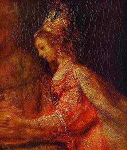 Esther. Detail Of Assuerus, Haman And Esther — Rembrandt Van Rijn