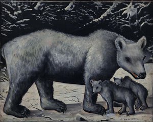 White Bear With Her Cubs — Niko Pirosmani