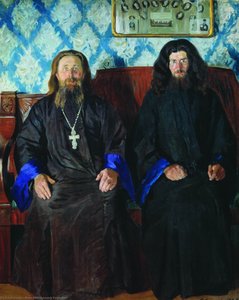 Portrait Of A Priest And A Deacon — Boris Mikhailovich Kustodiev, Russian Realism