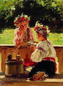 Girls Lightened By Sun — Vladimir Yegorovich Makovsky, Realism
