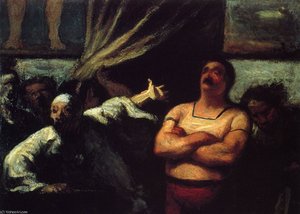 Bonimenteur Devant Une Baraque De Foire, Huile Sur Panneau Smooth Talker In Front Of A Hut Of Fair, Oils On Panel — Honoré Daumier
