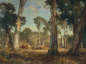 Hauling Timber — Hans Heysen