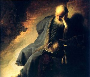Jeremie Pleurant Sur Jerusalem, Amsterdam Rm — Rembrandt Van Rijn