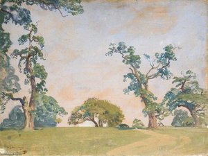 Trees By The Edge Of A Field — Sir Alfred James Munnings