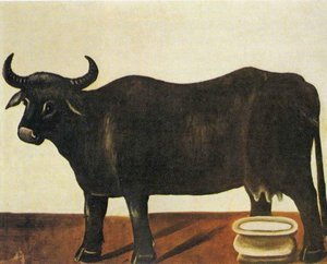 Black Buffulo On A White Background — Niko Pirosmani