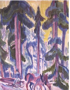 Wod Cart In Forest — Ernst Ludwig Kirchner